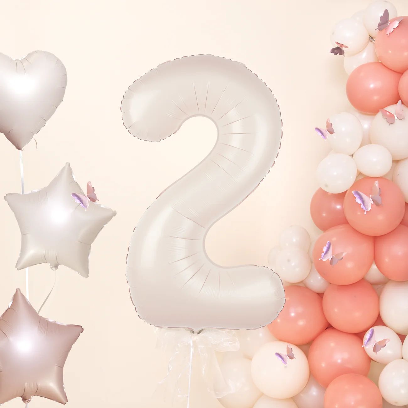 Baloane Folie Cifra 2, Crem - 100 cm (1 m), 141922