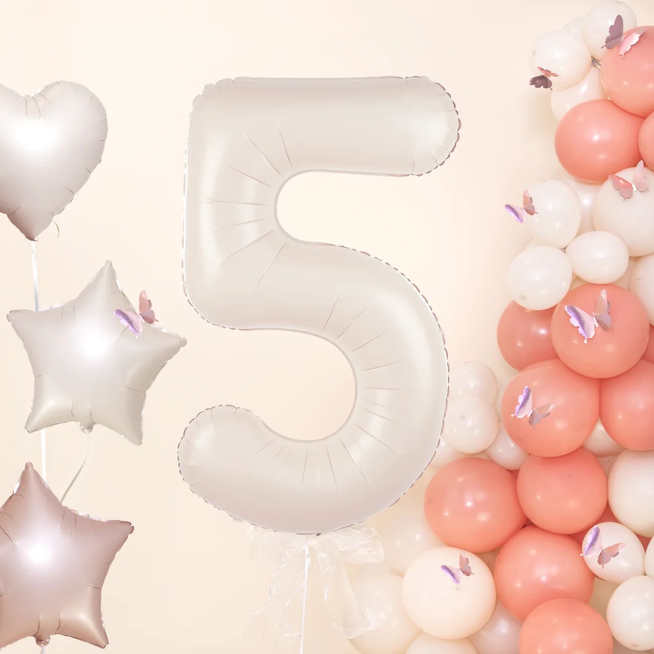 Baloane Folie Cifra 5, Crem - 100 cm (1 m), 141953