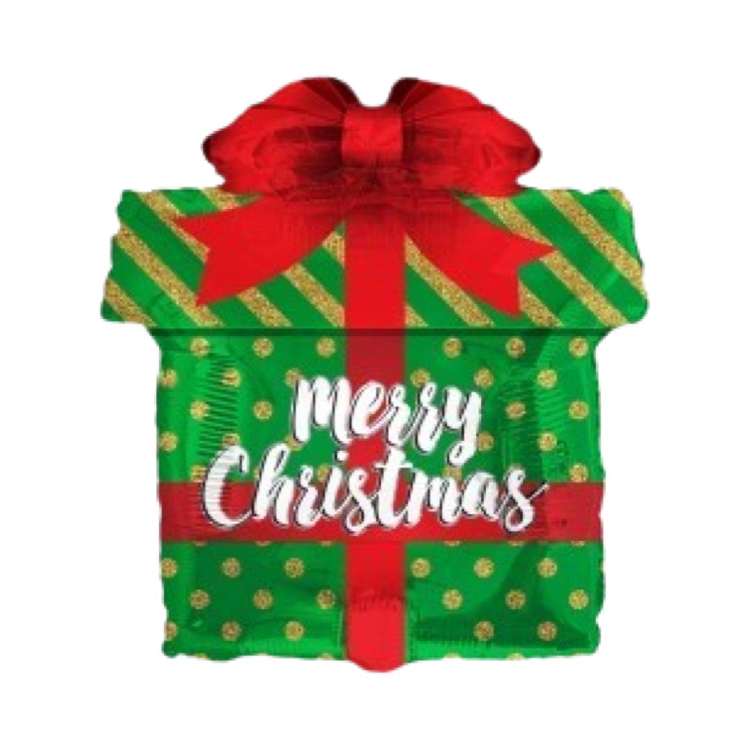 Balon Folie Figurina Cutie Cadou Craciun "Merry Christmas" 48*58 cm