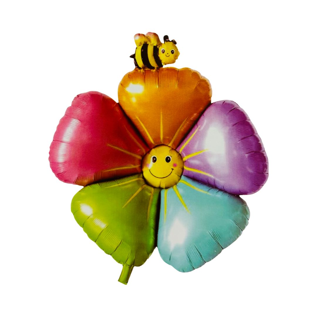 Balon Folie Floare, Multicolor cu Albinuta, 93,5x107 cm