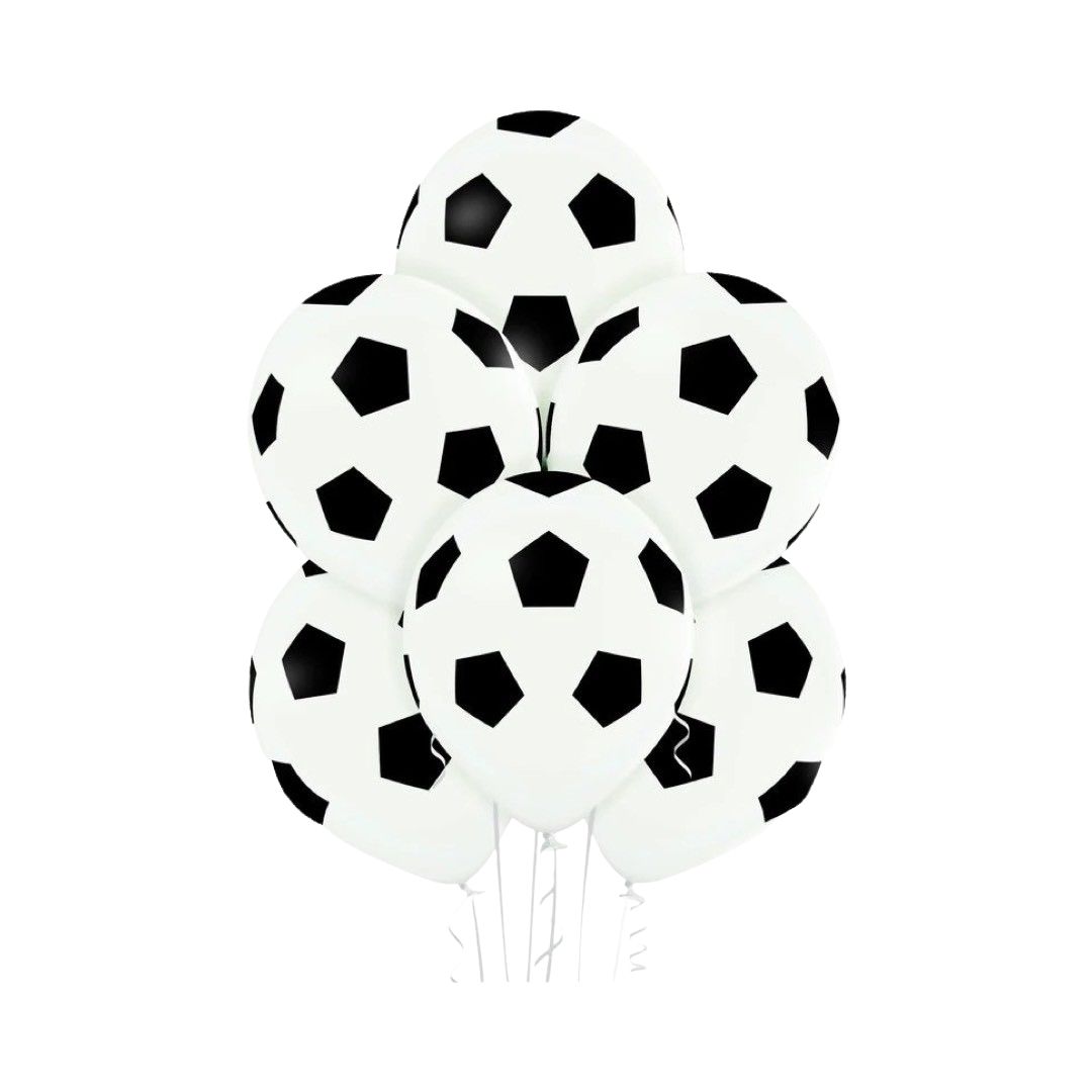 Balon Latex Minge Fotbal, Alb cu Negru, 30 cm - Set 10 buc
