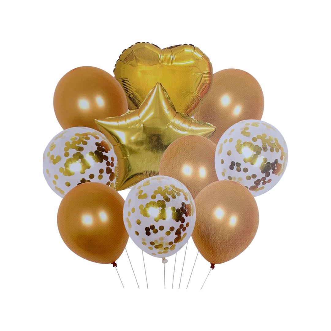 Set 10 Baloane Aniversare, Auriu - nuria.store.ro