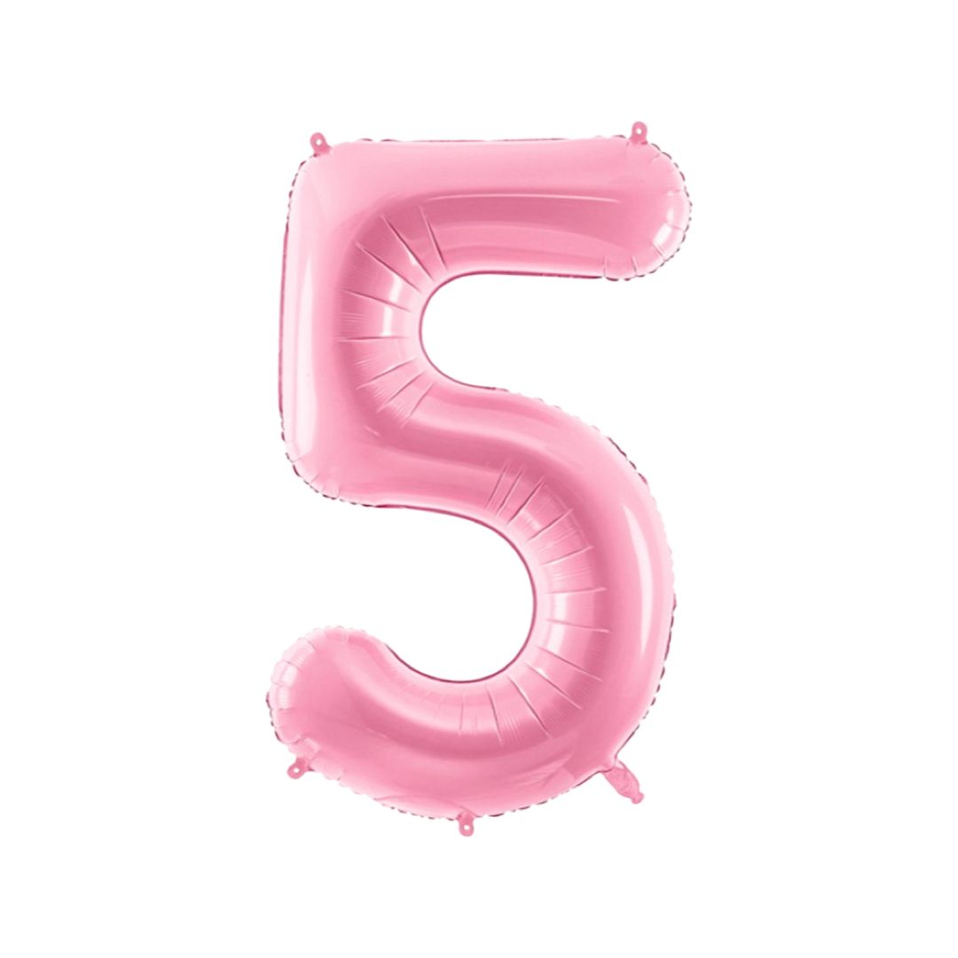 Baloane Folie Roz Pastel, Cifra 5 - 86 cm