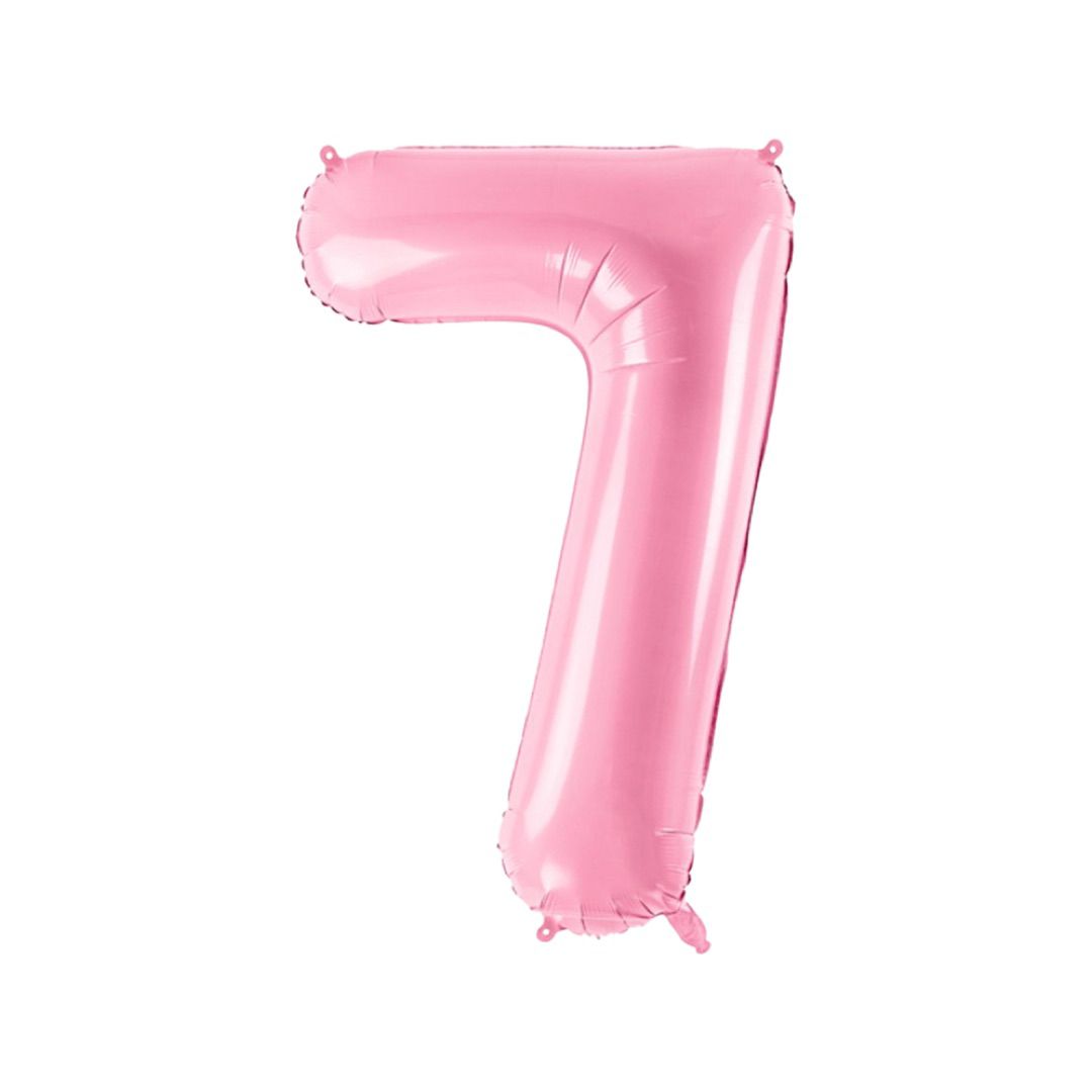 Baloane Folie Roz Pastel, Cifra 7 - 86 cm