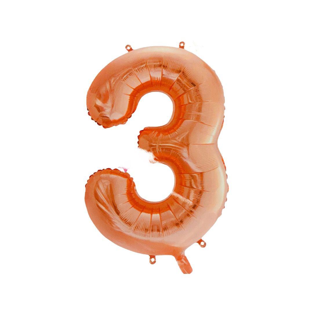 Baloane Folie Piersica Cifra 3 - 100cm - nuria.store.ro