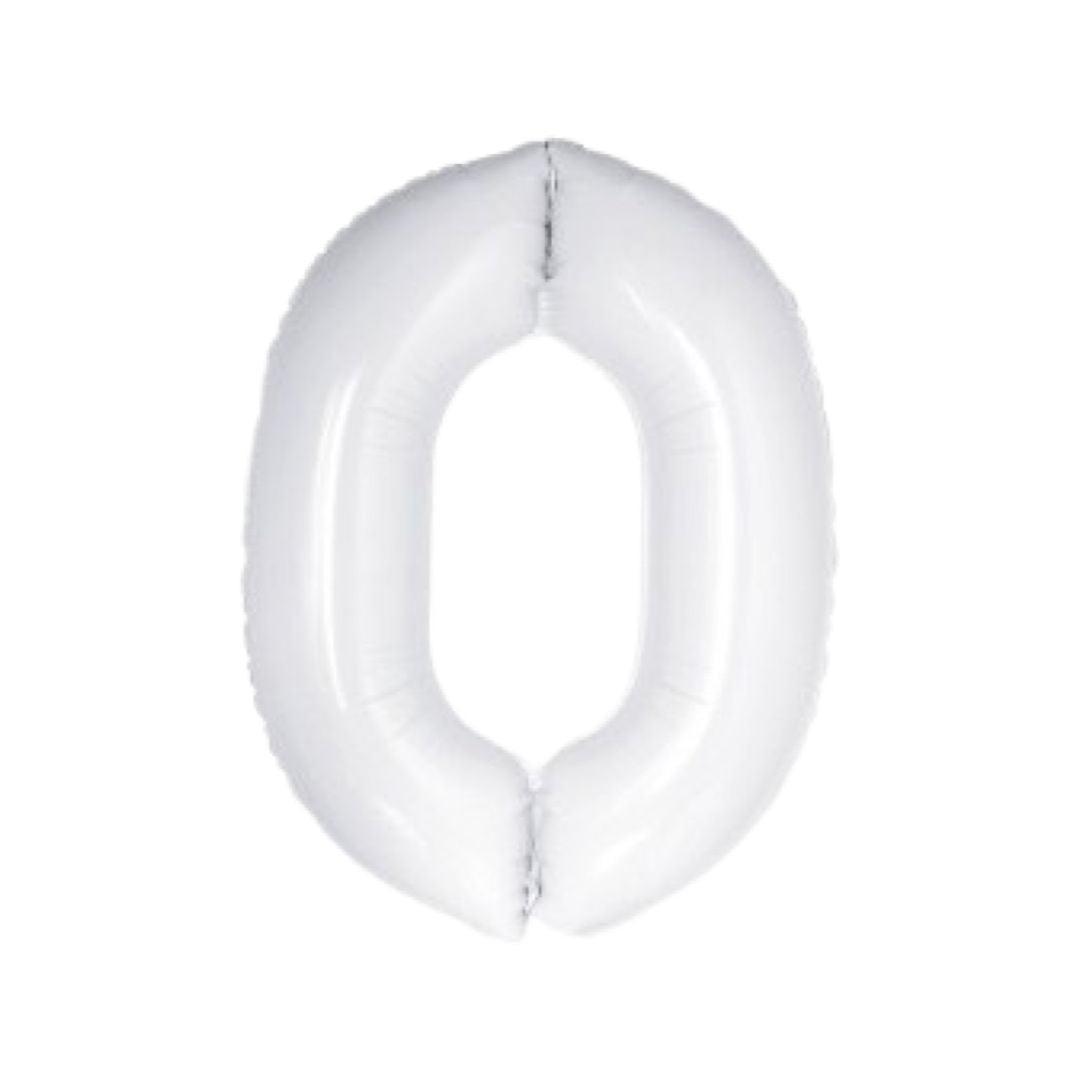 Baloane Folie Alb Cifra 0 - 100 cm (40 inch) - nuria.store.ro