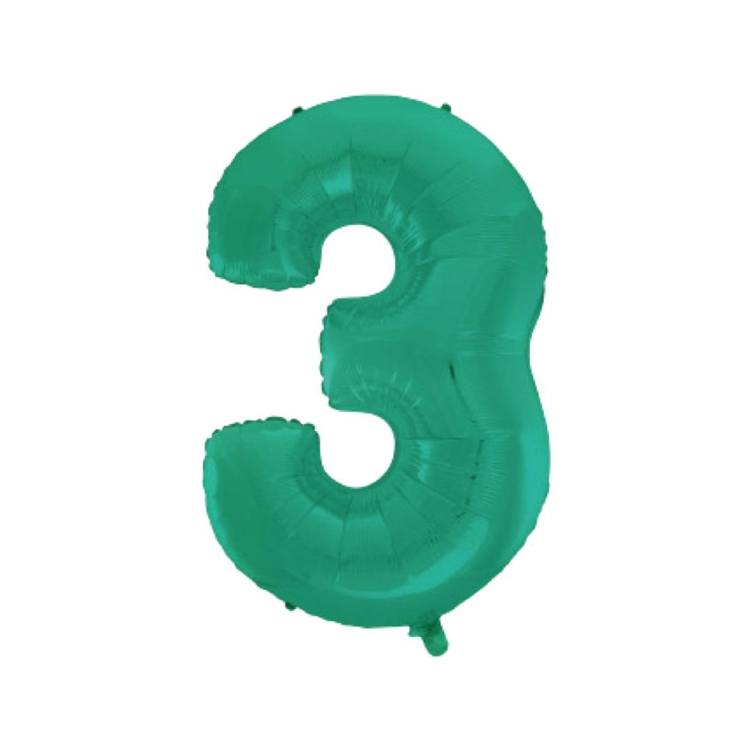 Baloane Folie Aquamarin Cifra 3 - 100 cm (40 inch)