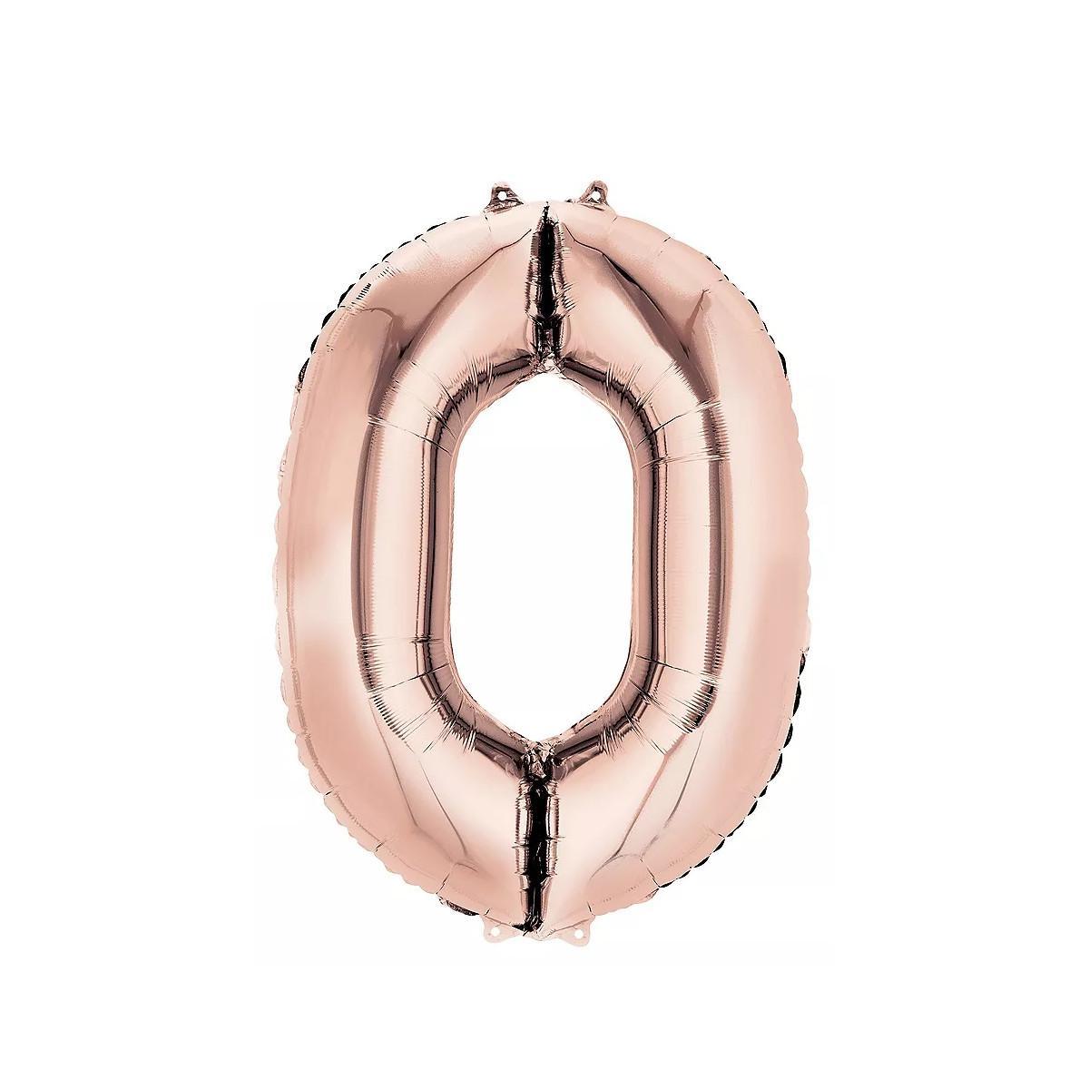 Baloane Folie Rose Gold Cifra 0 - 100cm - nuria.store.ro