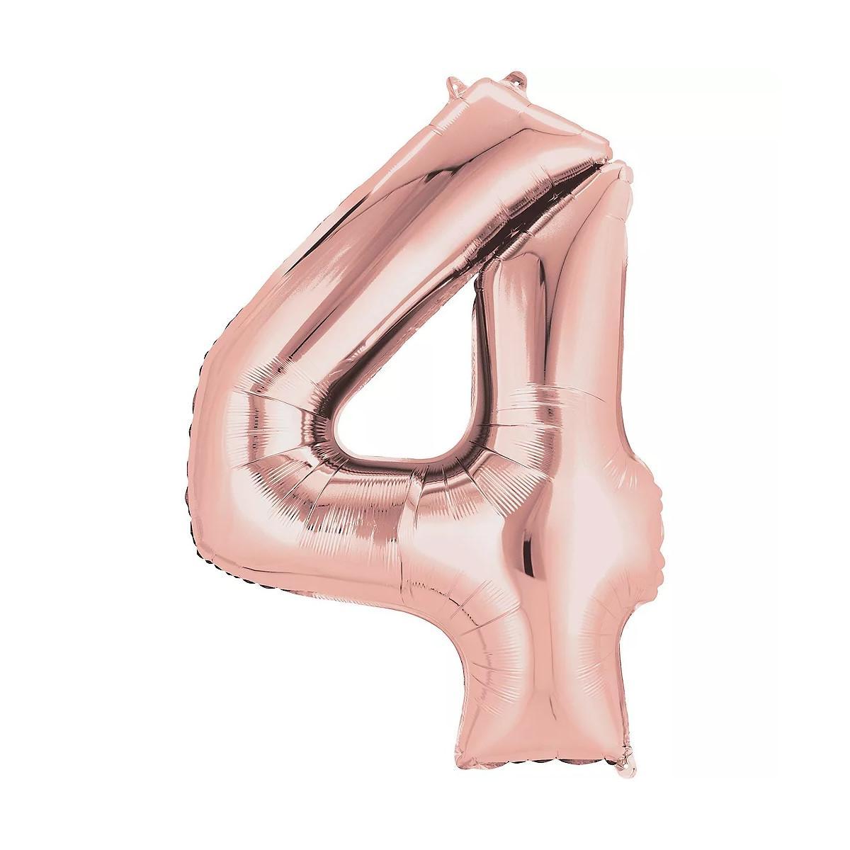 Baloane Folie Rose Gold Cifra 4 - 100cm - nuria.store.ro