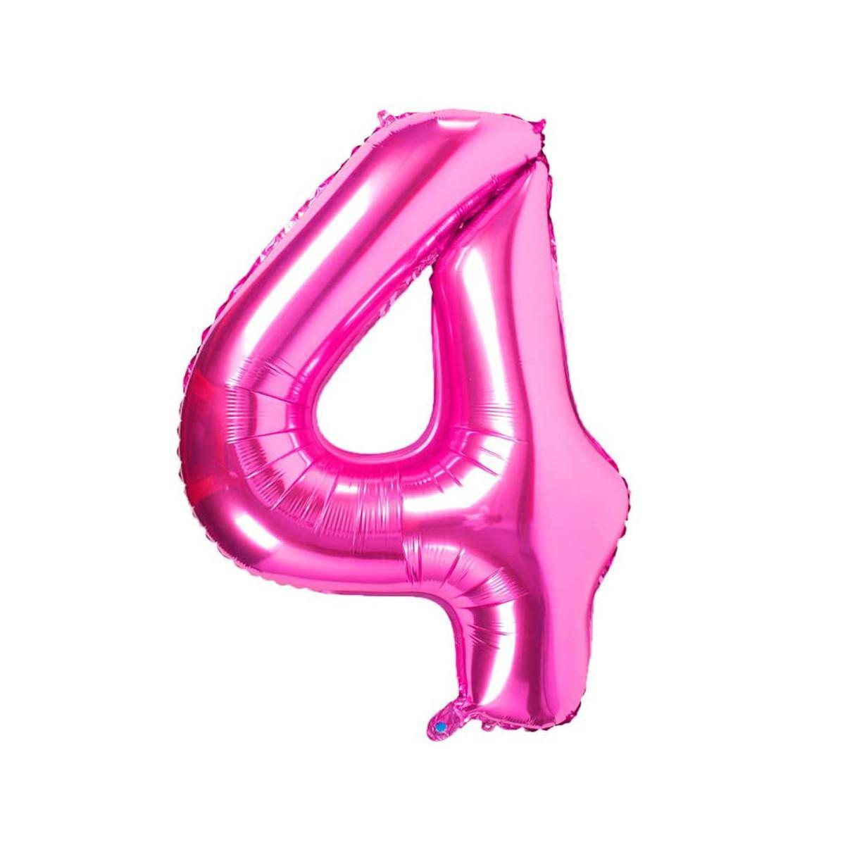Baloane Folie Roz Cifra 4 - 100cm - nuria.store.ro
