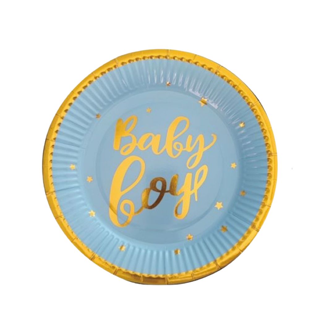 Set 8 Farfurii Carton Baby Boy, Albastru - Diametru 18 cm