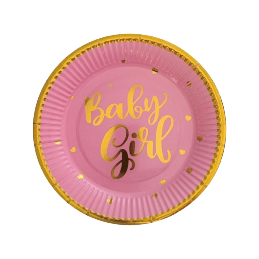 Set 8 Farfurii Carton Baby Girl, Roz - Diametru 18 cm