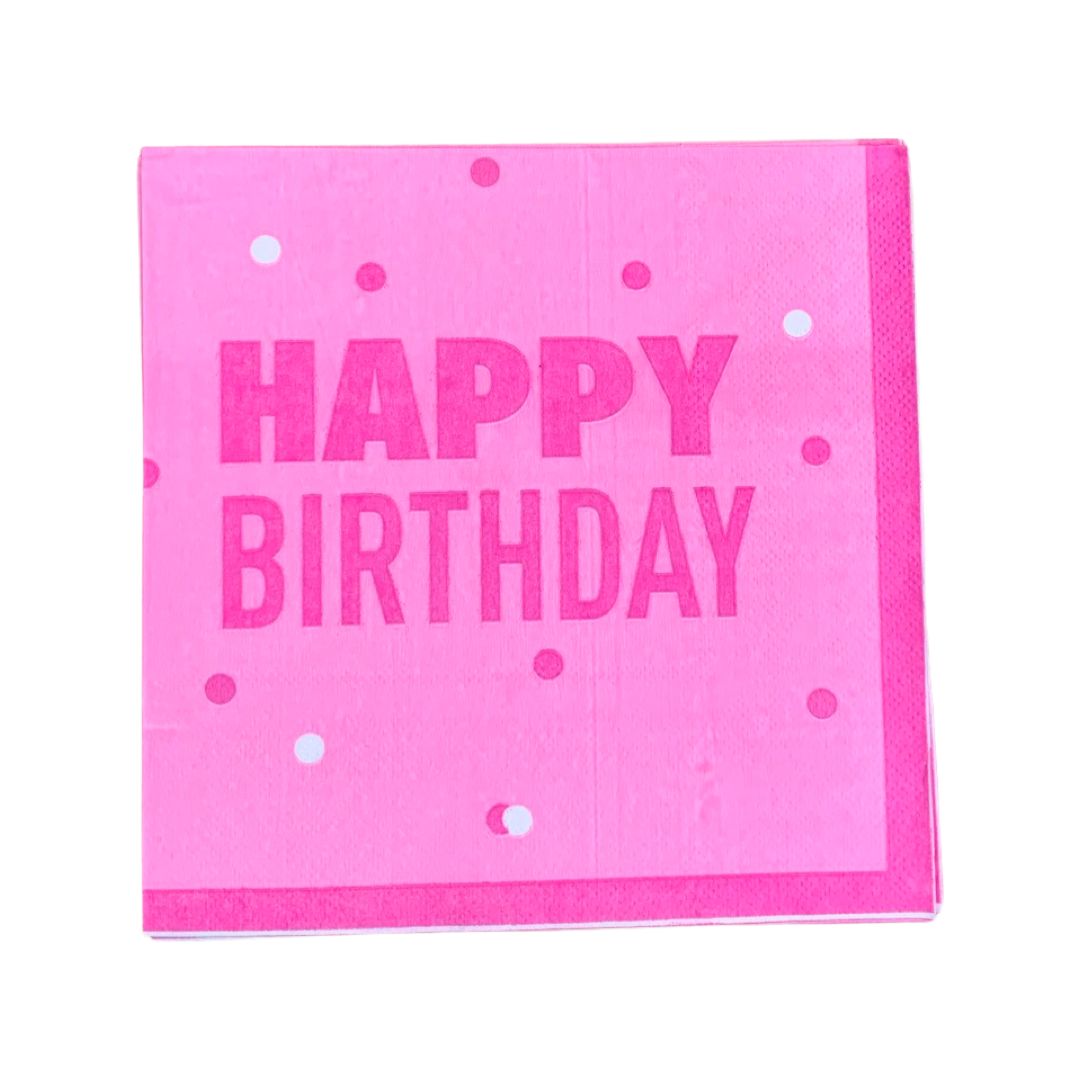 Set 16 Bucati Servetele Roz Happy Birthday - 33/33 cm - nuria.store.ro