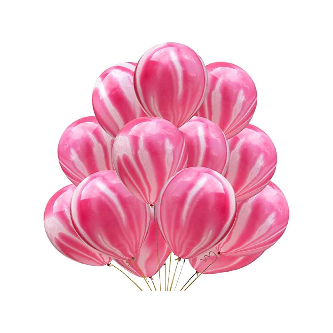 Baloane Latex Marmorat Alb cu Rosu, cod 344, 35 cm - Set 5 bucati - nuria.store.ro