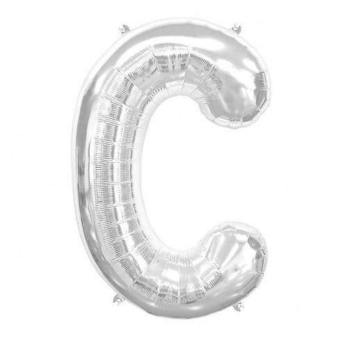 Balon Folie, Litera C, Argintiu - 15 cm - nuria.store.ro