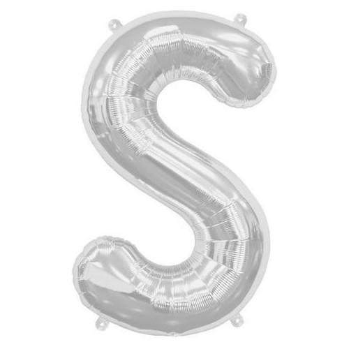 Balon Folie, Litera S, Argintiu - 15 cm - nuria.store.ro
