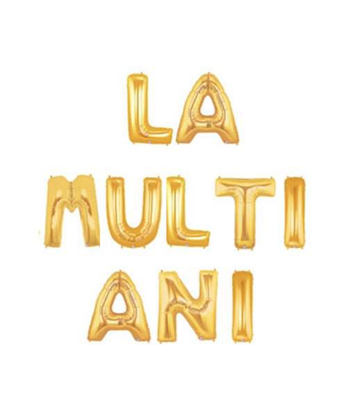 Balon Folie, set "La Multi Ani", Auriu - 40 cm - nuria.store.ro