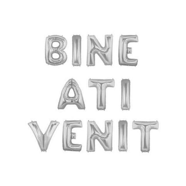 Balon Folie, set "Bine Ati Venit", Argintiu - 40 cm - nuria.store.ro