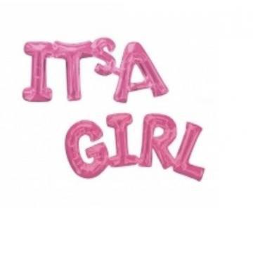 Balon Folie, Set Litere "It's a Girl", Rose Gold - 40 cm - nuria.store.ro