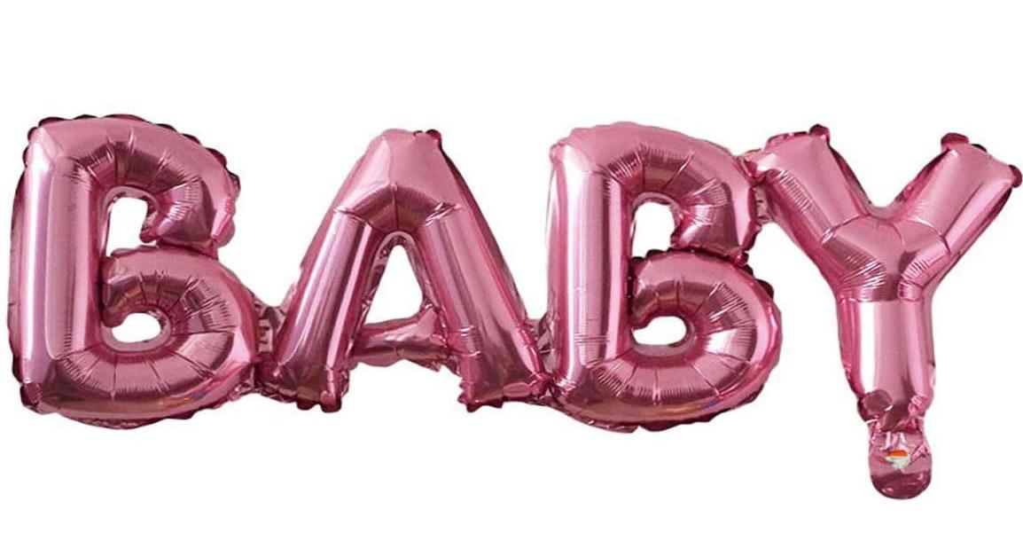 Balon Folie, Litere "BABY", Roz - 36/84 cm - nuria.store.ro