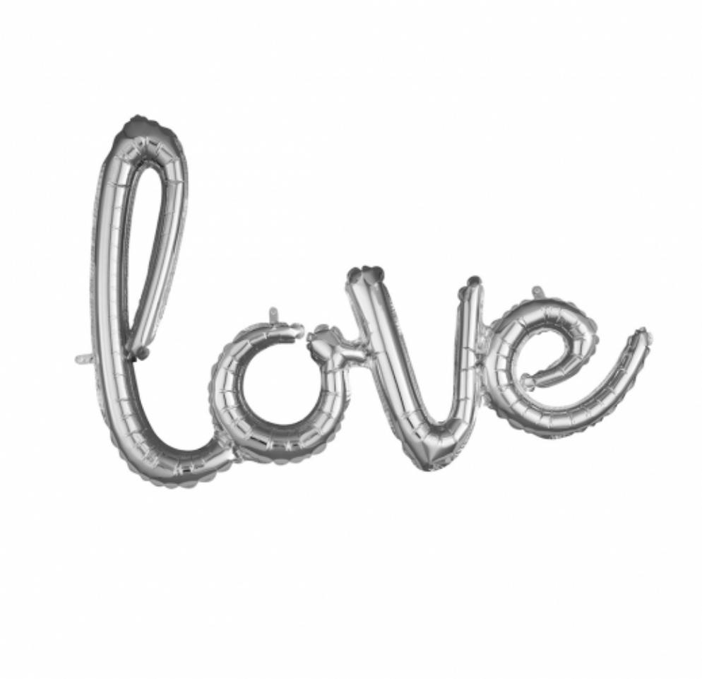 Balon Folie, Litere LOVE, Argintiu - nuria.store.ro
