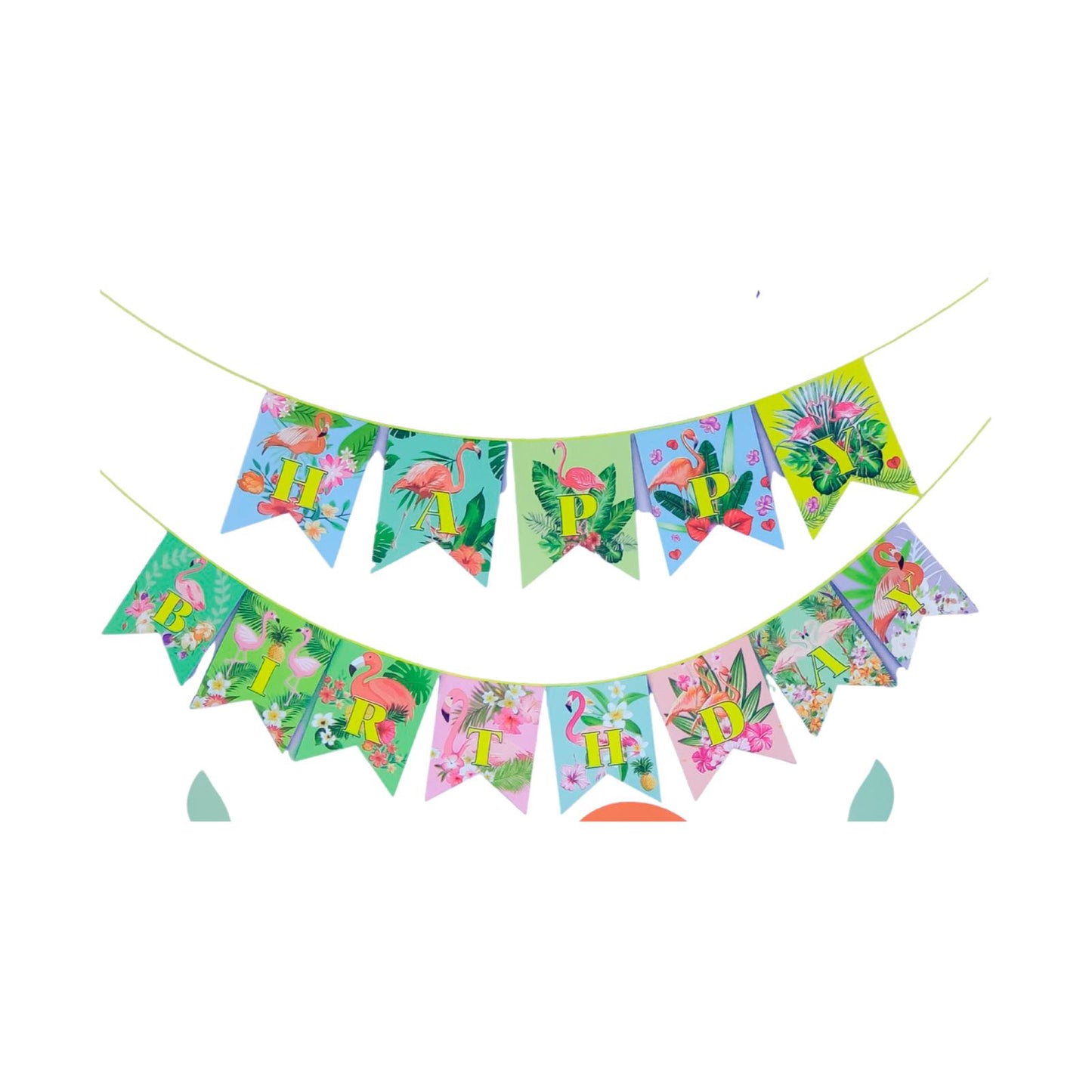 Banner Decorativ Stegulețe Happy Brithday cu Flamingo - nuria.store.ro