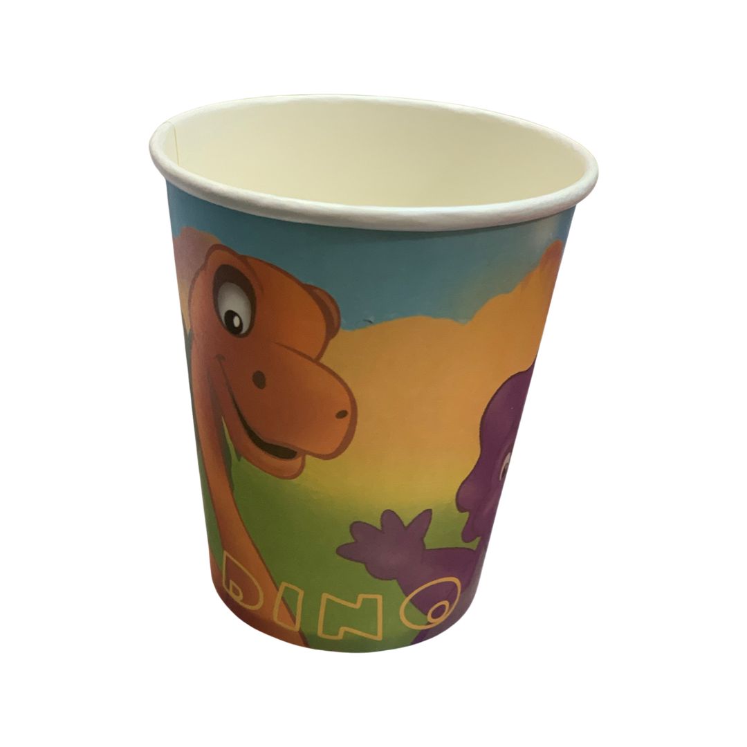 Set 8 Pahare Dinozauri Veseli, Carton - Diametru 8,7 cm - nuria.store.ro