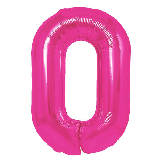 Baloane Folie Cifra 0, Roz Inchis - 100 cm (1 m), 450270