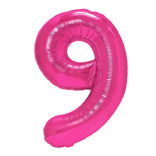 Baloane Folie Cifra 9, Roz Inchis - 100 cm (1 m), 450279