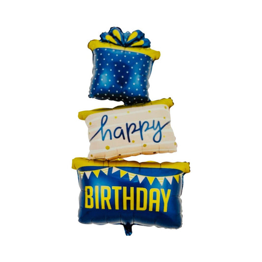 Balon Folie Happy Birthday, Albastru - 124 cm