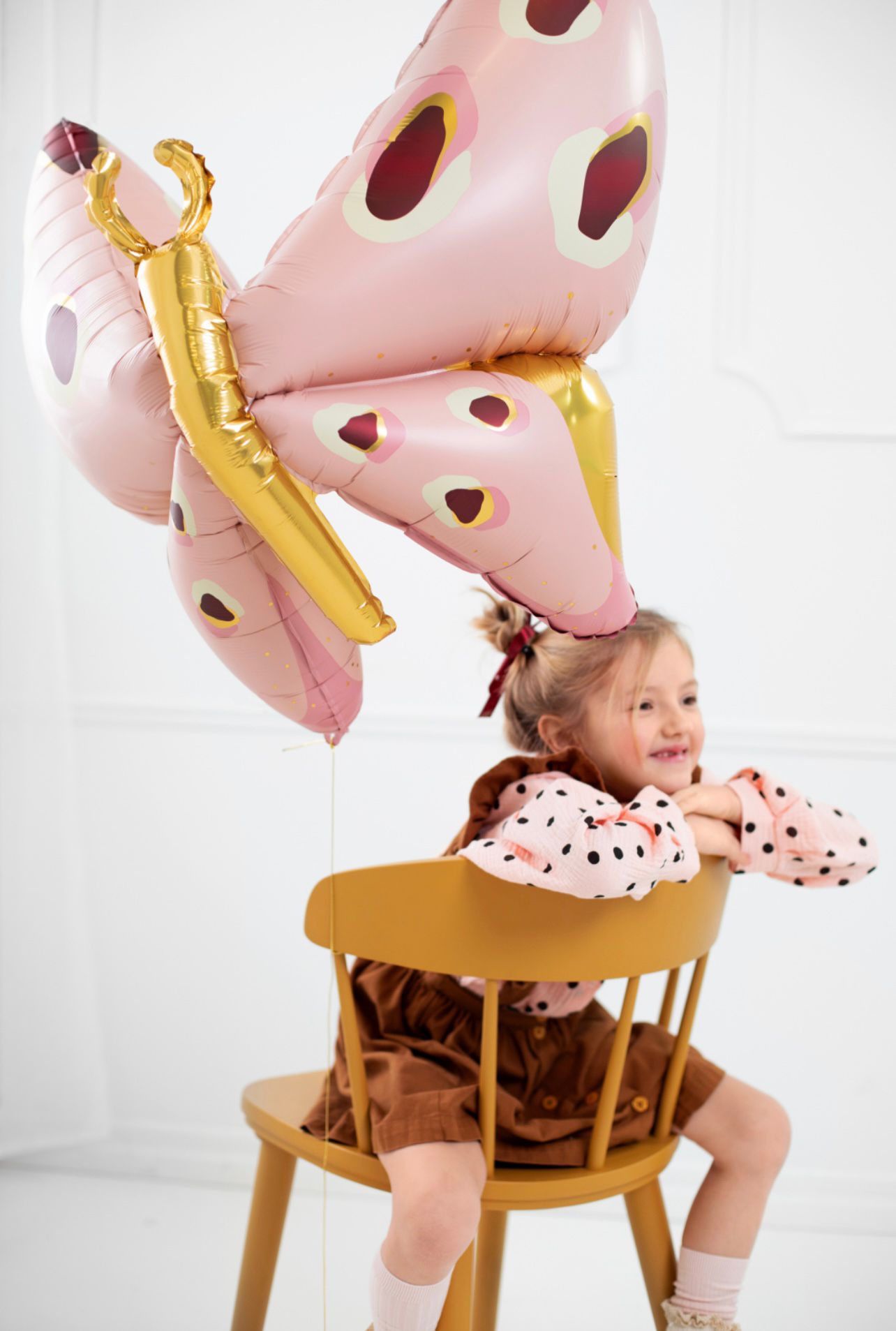 Balon Folie Figurina Fluture Roz-Auriu, dimensiune 118 cm
