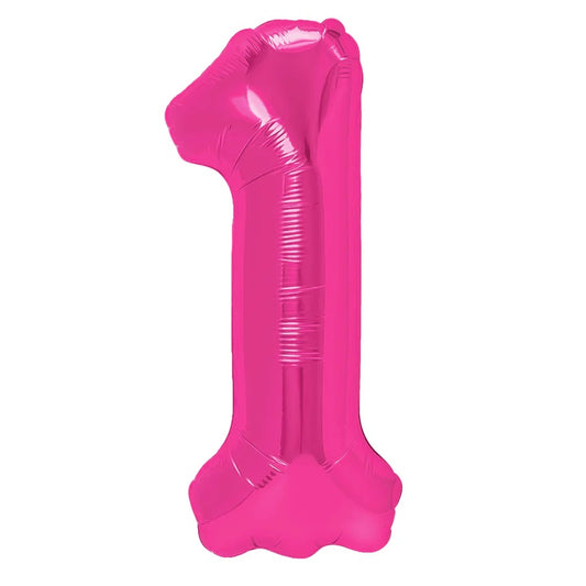 Baloane Folie Cifra 1, Roz Inchis - 100 cm (1 m), 450271