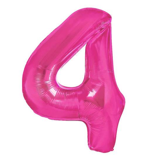 Baloane Folie Cifra 4, Roz Inchis - 100 cm (1 m), 450274