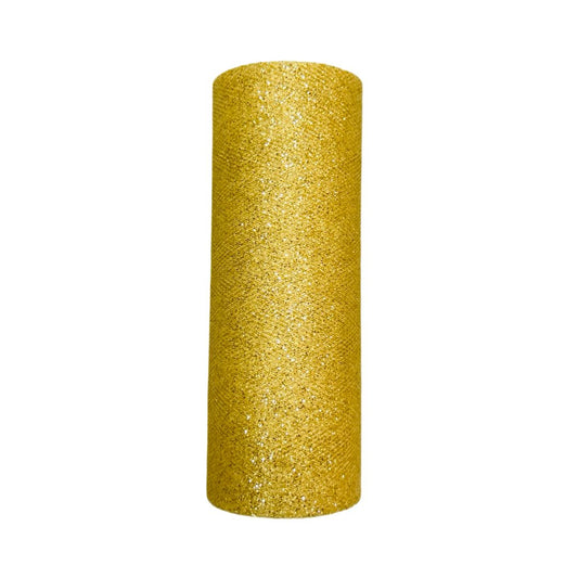 Rola Tulle Auriu cu Sclipici, 15 cm, 9 M