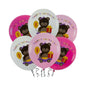 Set 6 Buc. Baloane Latex cu Ursulet "Happy Birthday Nr. 1", Alb si Nuante de Roz, 30 cm