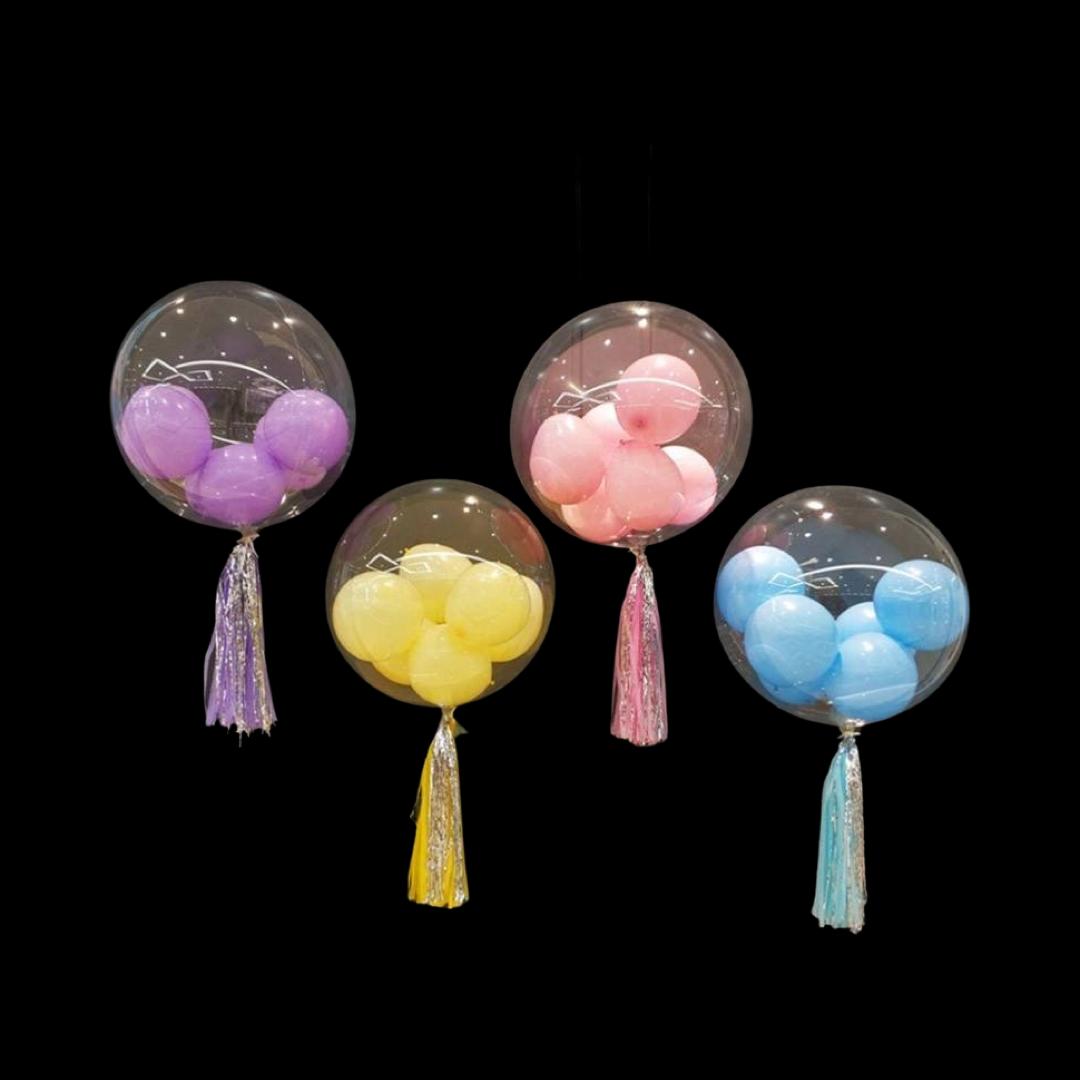 Set 10 buc Balon Jumbo BOBO Transparent din Poliuretan, dimensiune 25 cm