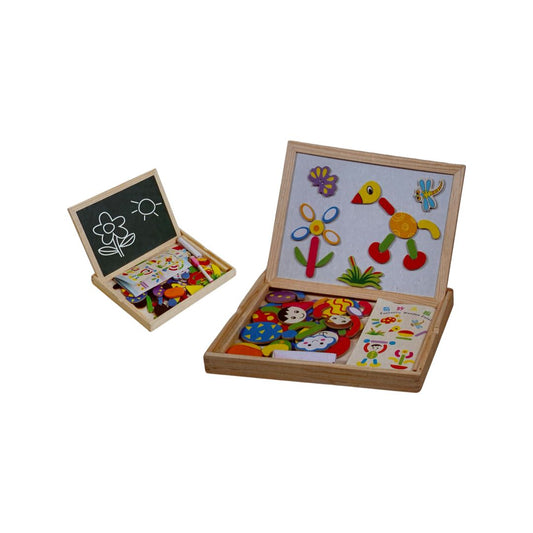 Joc Educativ, Tabla si Puzzle Magnetic din Lemn - nuria.store.ro