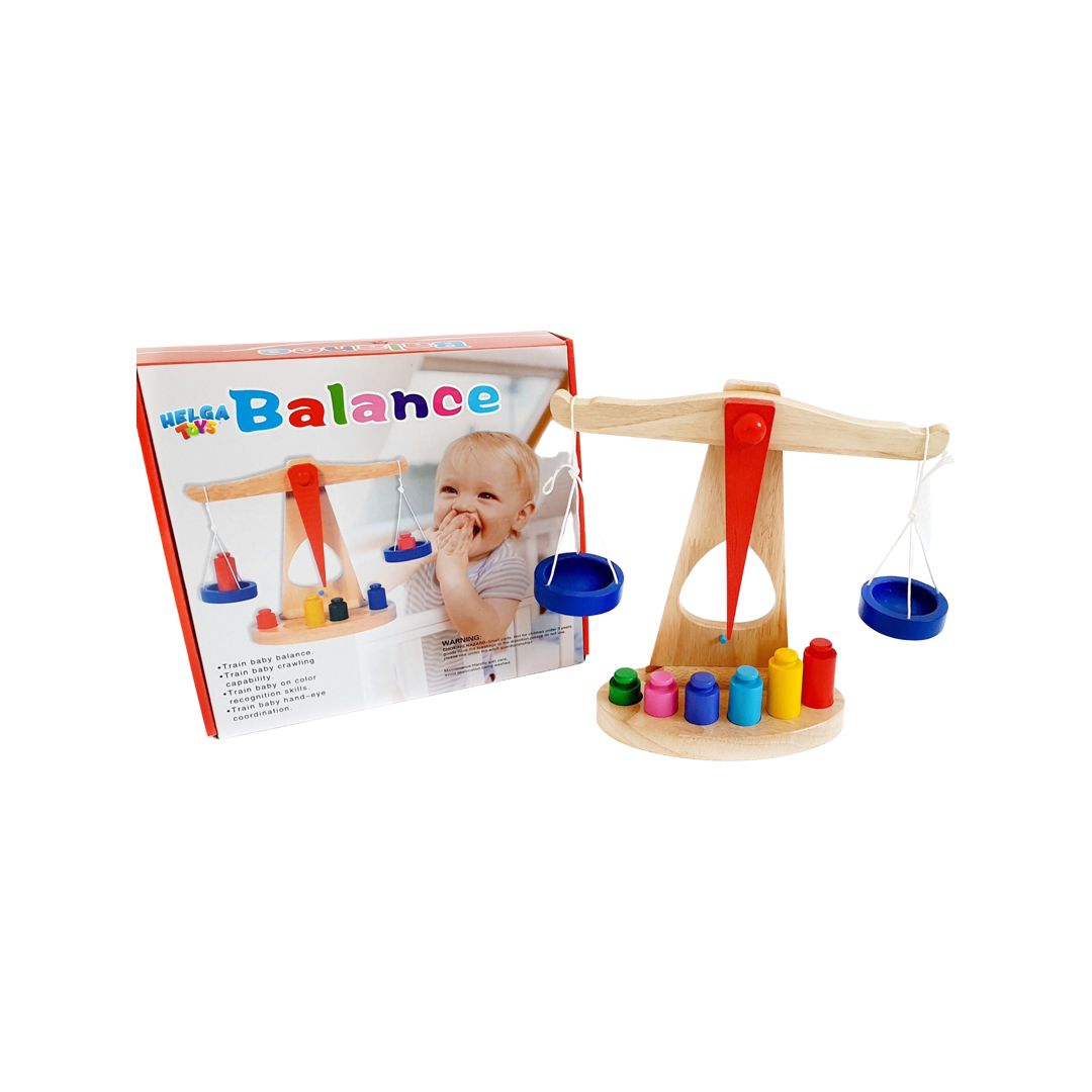 Joc Educativ Tip Montessori, Balanta cu Greutati, Cilindrii din Lemn - nuria.store.ro