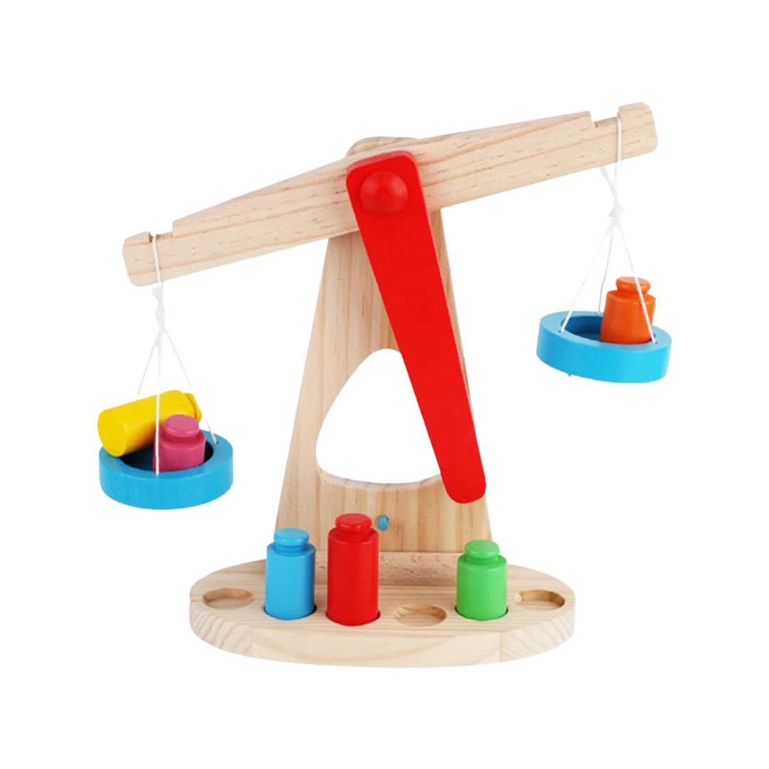 Joc Educativ Tip Montessori, Balanta cu Greutati, Cilindrii din Lemn - nuria.store.ro