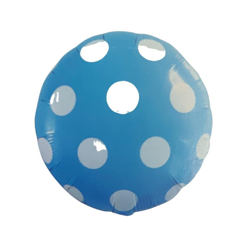 Balon Folie Rotund, Bleu cu Buline Albe - 45 cm - nuria.store.ro