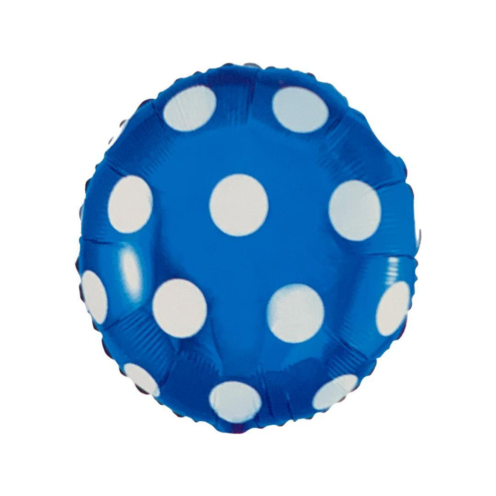 Balon Folie Rotund, Albastru cu Buline Albe - 45 cm - nuria.store.ro