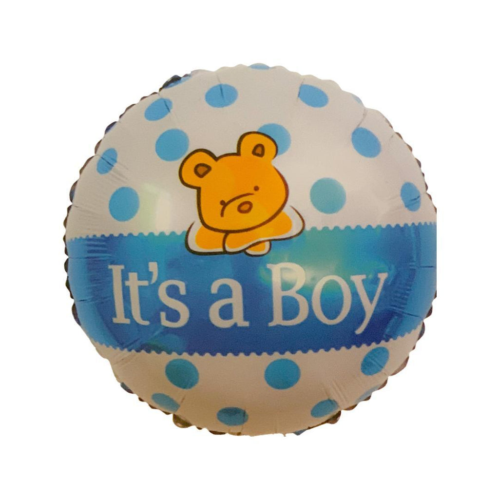 Balon Folie rotund cu Ursulet "It's a Boy", Albastru - 46 cm - nuria.store.ro