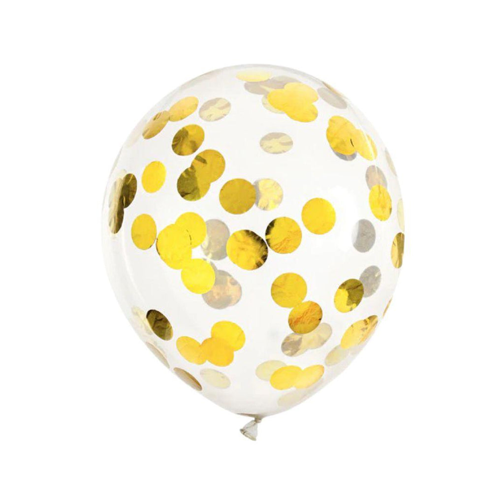 Baloane Latex cu Confetti Auriu, Rotunde - Set 5 buc - 30 cm - nuria.store.ro