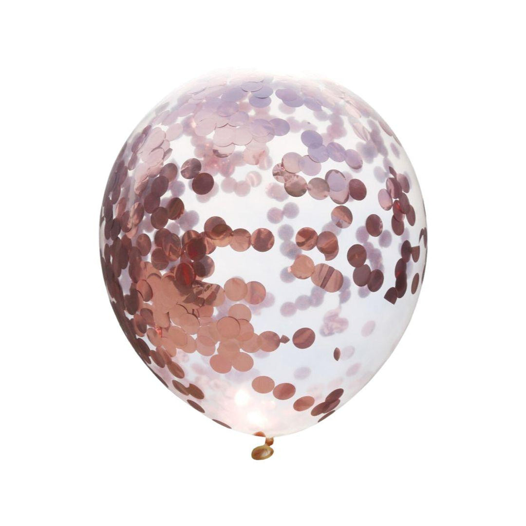 Baloane Latex cu Confetti Rose Gold, Rotunde - Set 5 buc - 30 cm - nuria.store.ro