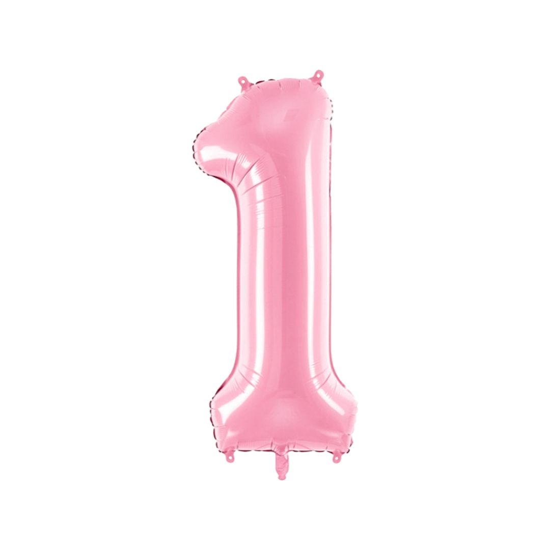 Baloane Folie Roz Pastel, Cifra 1 - 86 cm