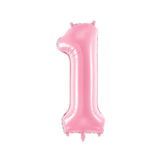 Baloane Folie Roz Pastel, Cifra 1 - 86 cm