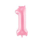 Baloane Folie Roz Pastel, Cifra 1 - 86 cm