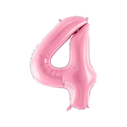 Baloane Folie Roz Pastel, Cifra 4 - 86 cm