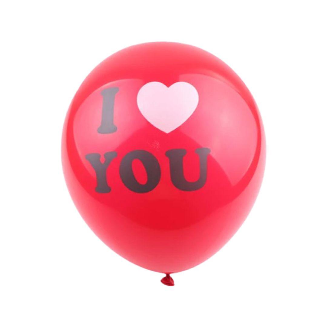 Baloane Latex (3 rosu, 2 albe) Imprimate cu I ❤️🤍you, cod 402 - 30 cm - Set 5 buc. - nuria.store.ro