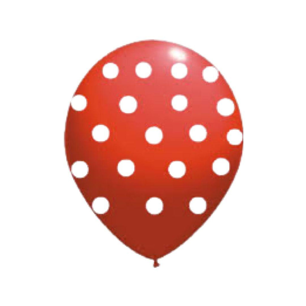 Baloane Latex, Roșu cu Buline Albe, 30 cm - Set 5 Buc. - nuria.store.ro